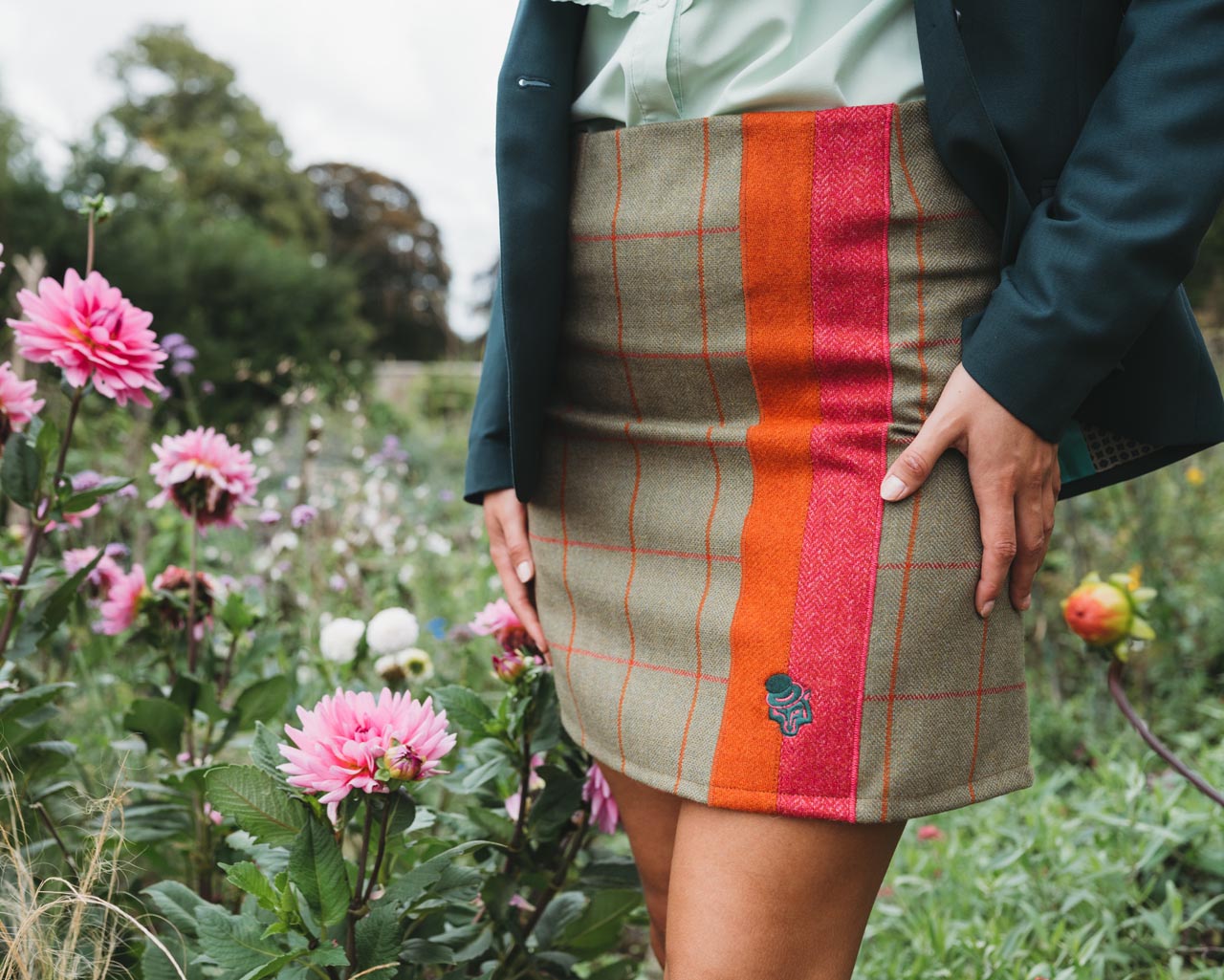 The Orange and Pink Stripe Tweed Skirt