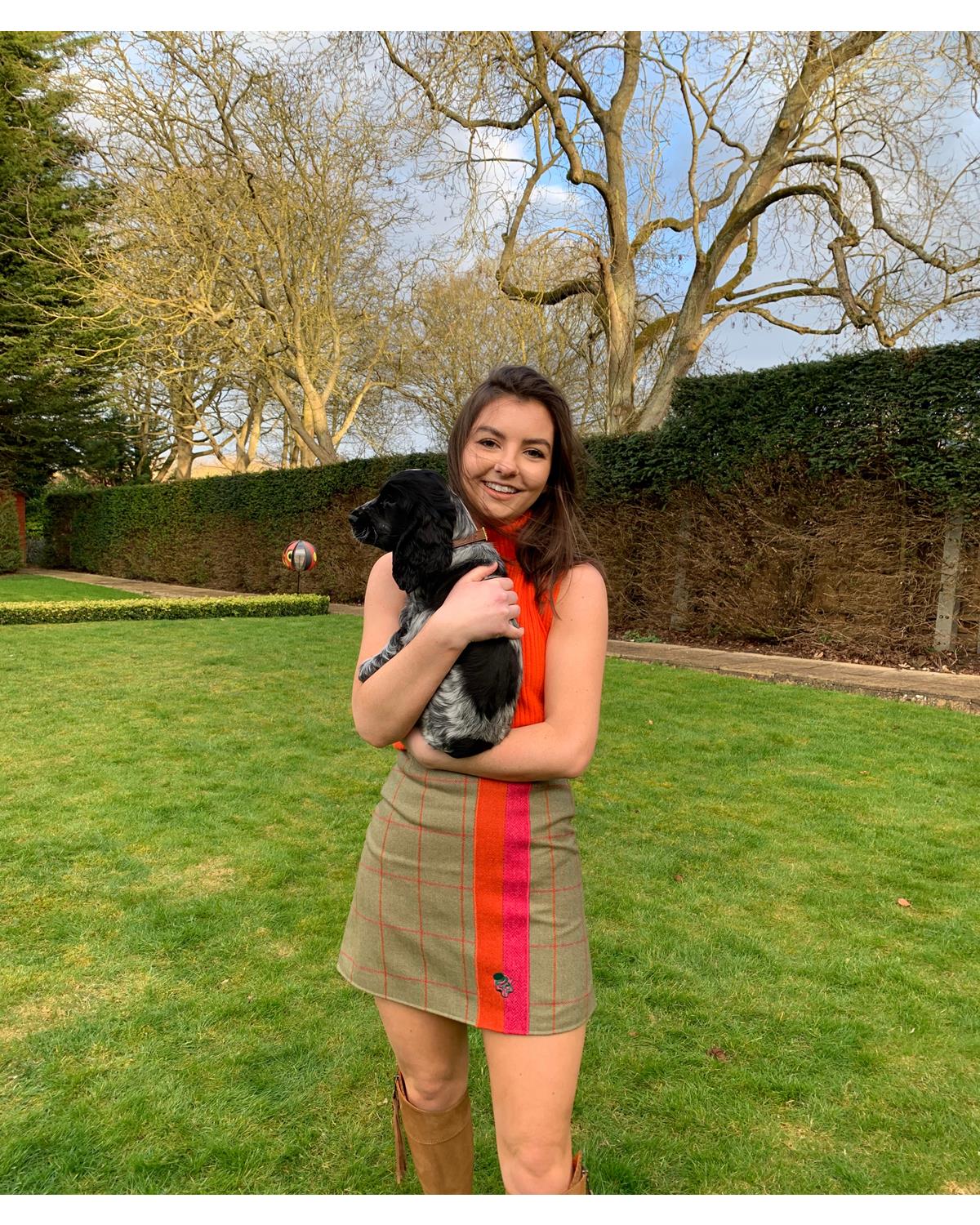 The Orange and Pink Stripe Tweed Skirt
