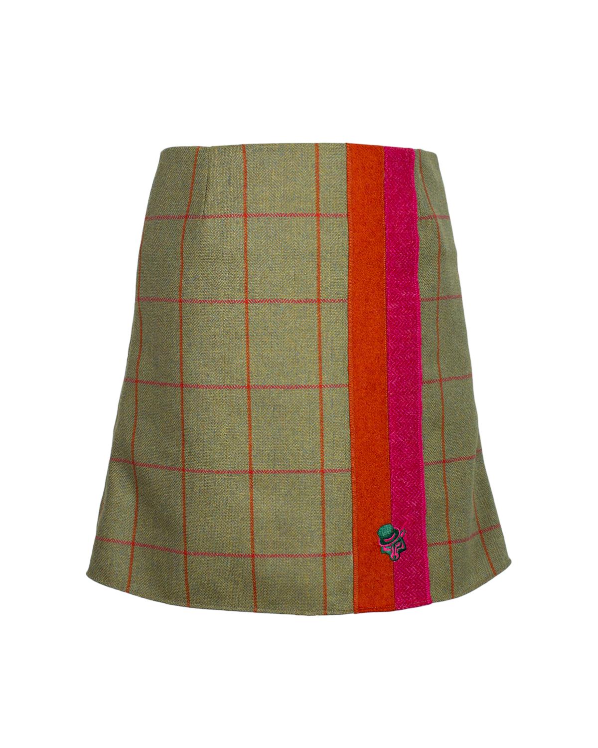 The Orange and Pink Stripe Tweed Skirt