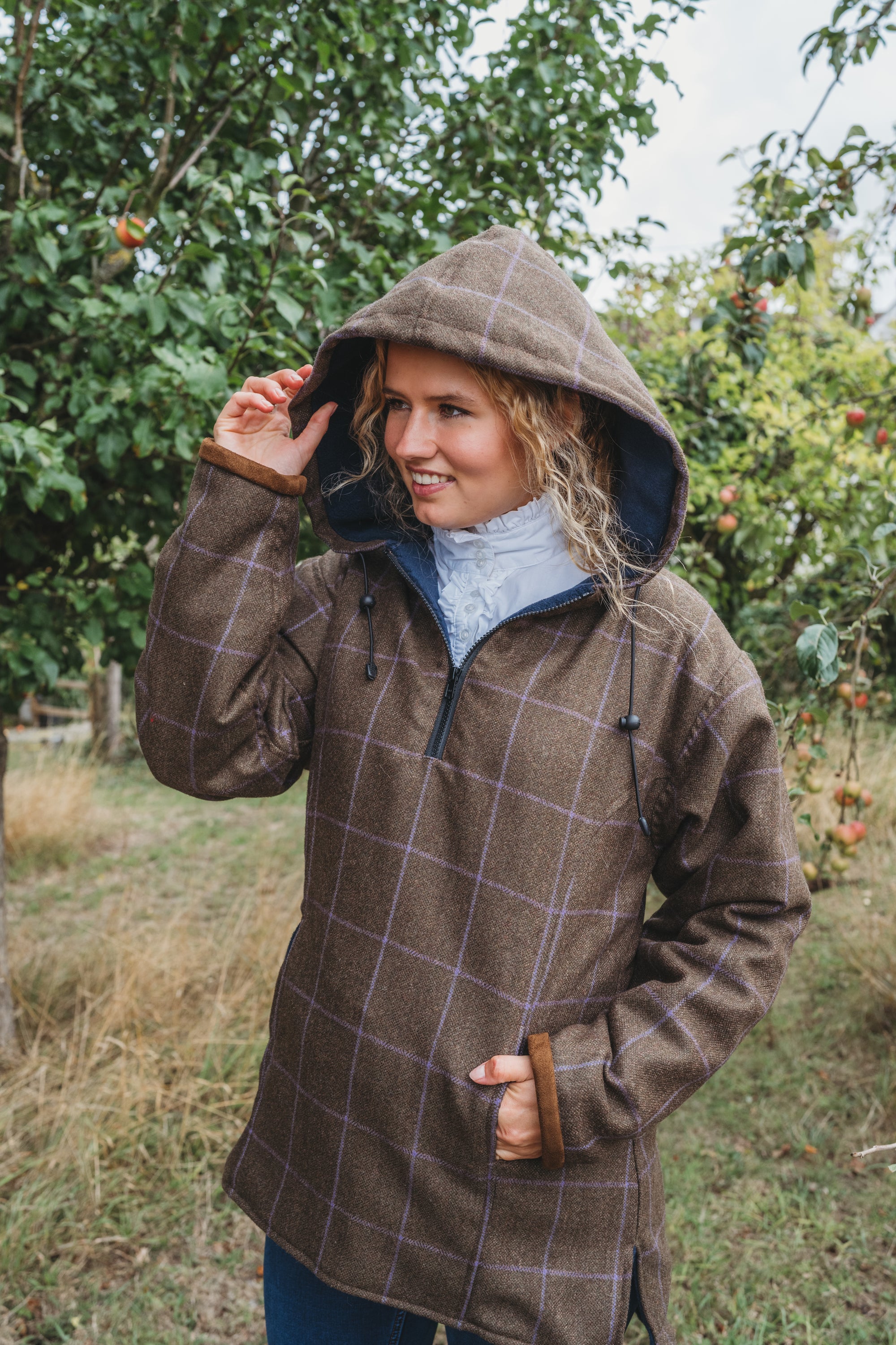 Purple Check Tweed hoodie