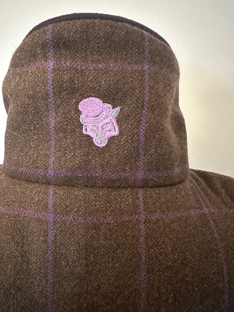 Purple check ladies tweed shooting gilet